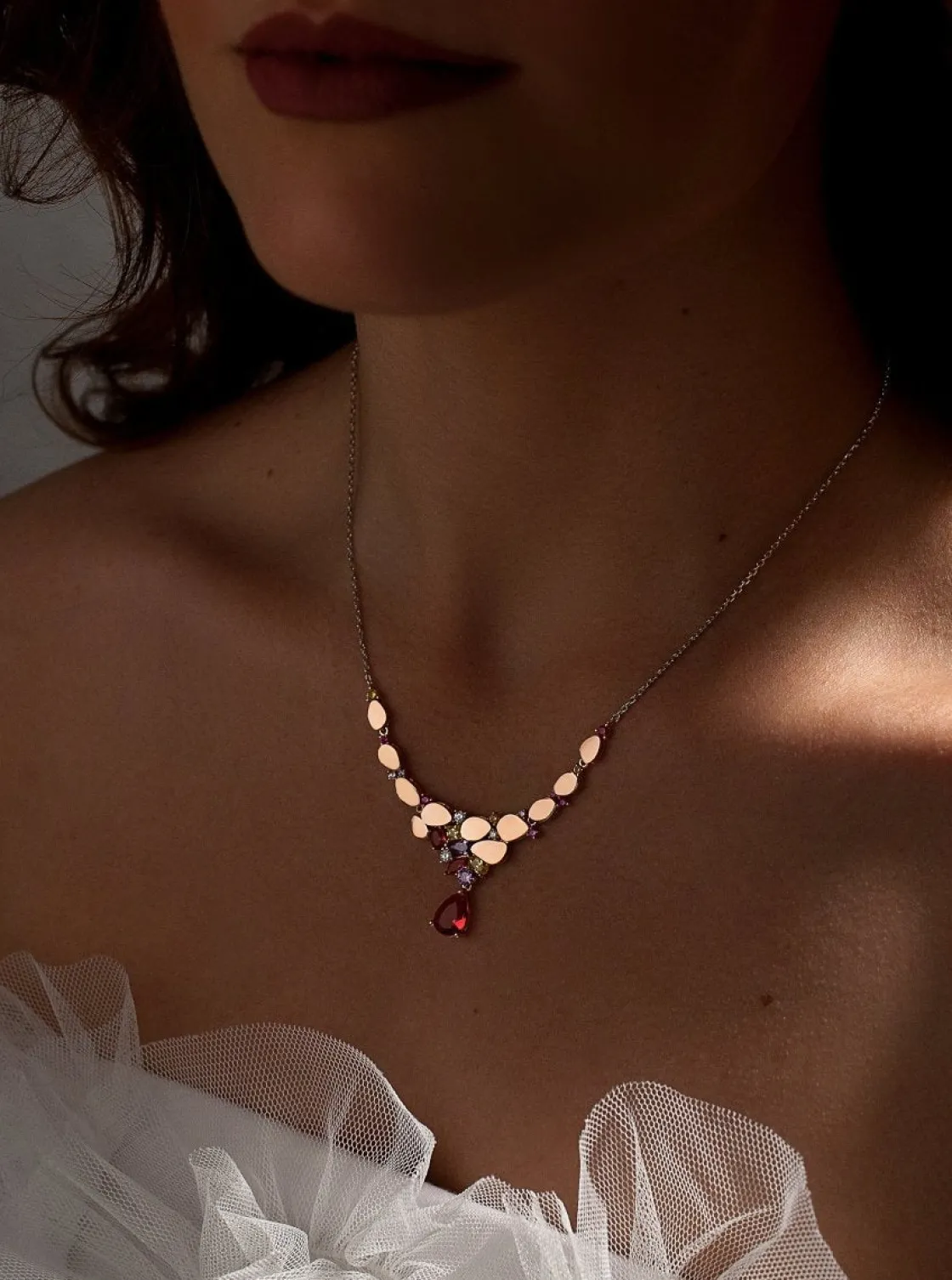 Collares Con Piedras | LINEARGENT Collares con piedras de colores combinados con plata rosé