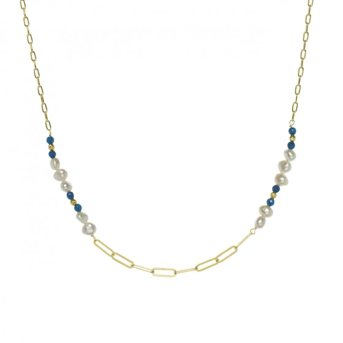 Colgante Perlas | Collares Cortos | LINEARGENT Collares con piedras de plata con perlas de agua dulce y lapislazuli