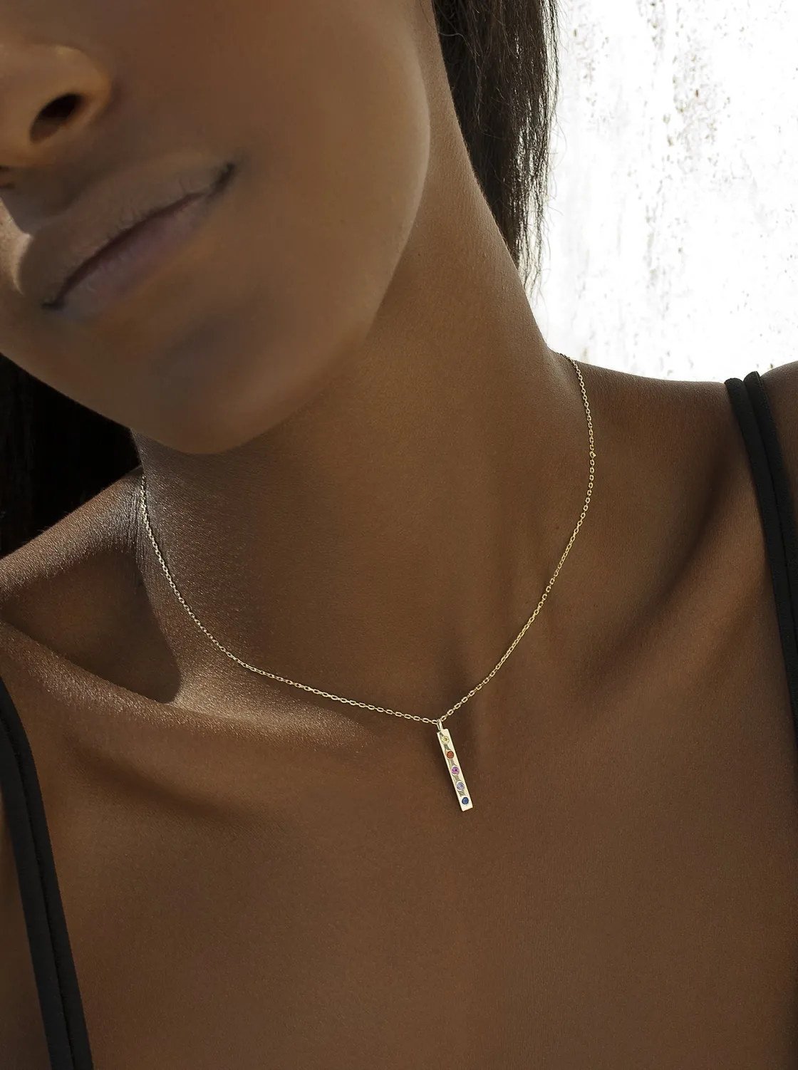 Collares Cortos | LINEARGENT Collares con piedras de plata diseño gemas multicolor