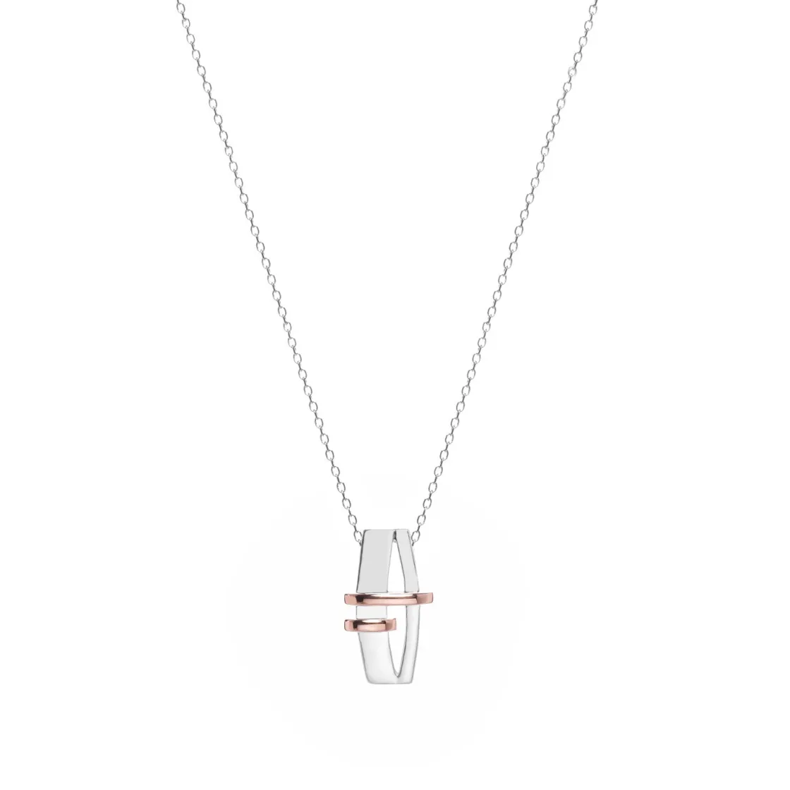 Colgantes Bicolor | LINEARGENT Collares con piedras de plata lisa doble detalle bicolor en rosa