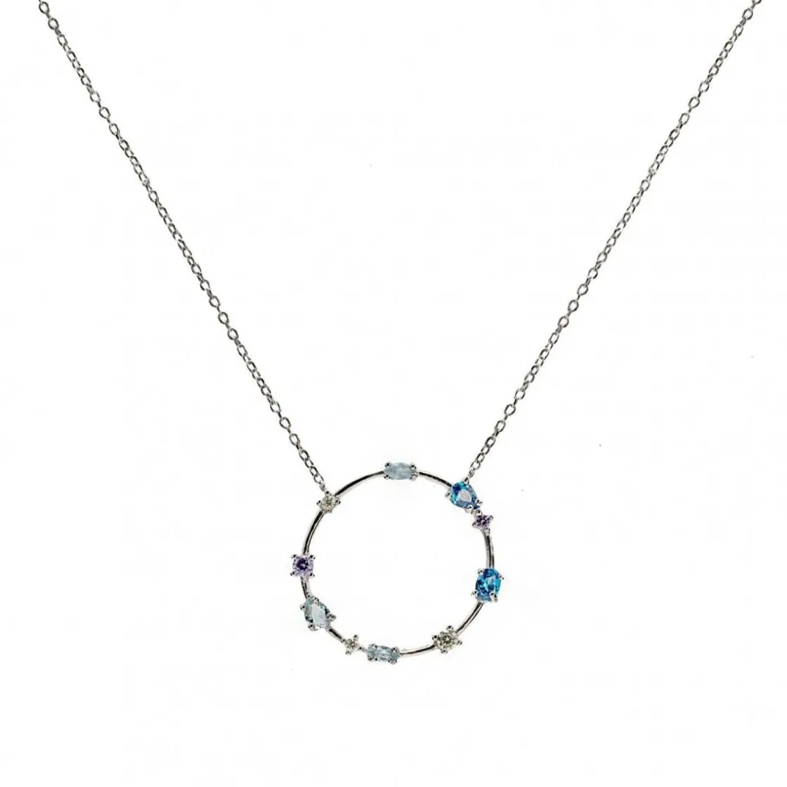 Collares Con Piedras | LINEARGENT Collares con piedras de plata tono azul y verde en talla oval y pera