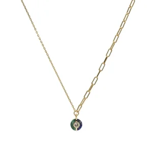 Colgantes Pequeños | LINEARGENT Collares con piedras diseño circular de malaquita y lapislázuli
