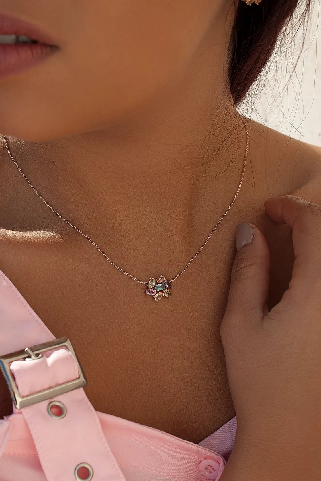 Collares Con Piedras | LINEARGENT Collares con piedras diseño de gemas multicolores