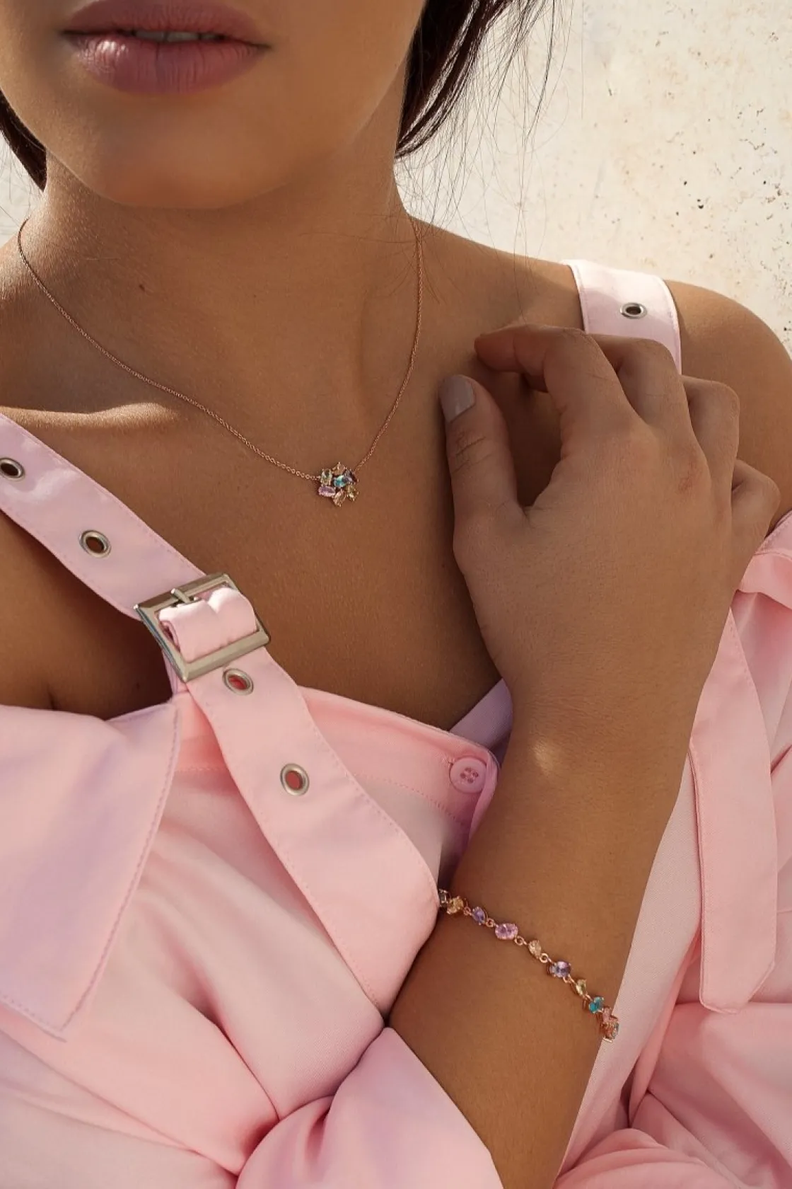 Collares Con Piedras | LINEARGENT Collares con piedras diseño de gemas multicolores