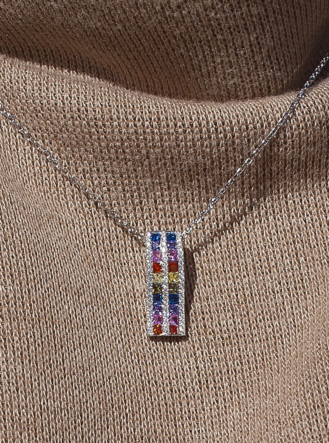 Collares Con Piedras | LINEARGENT Collares con piedras diseño doble raíl multicolor