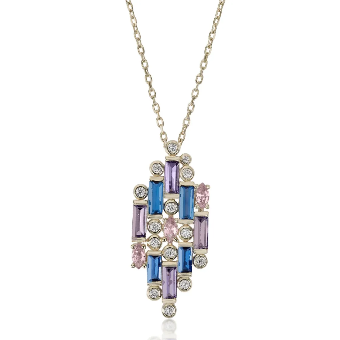 Collares Con Piedras | LINEARGENT Collares con piedras diseño mosaico multicolor