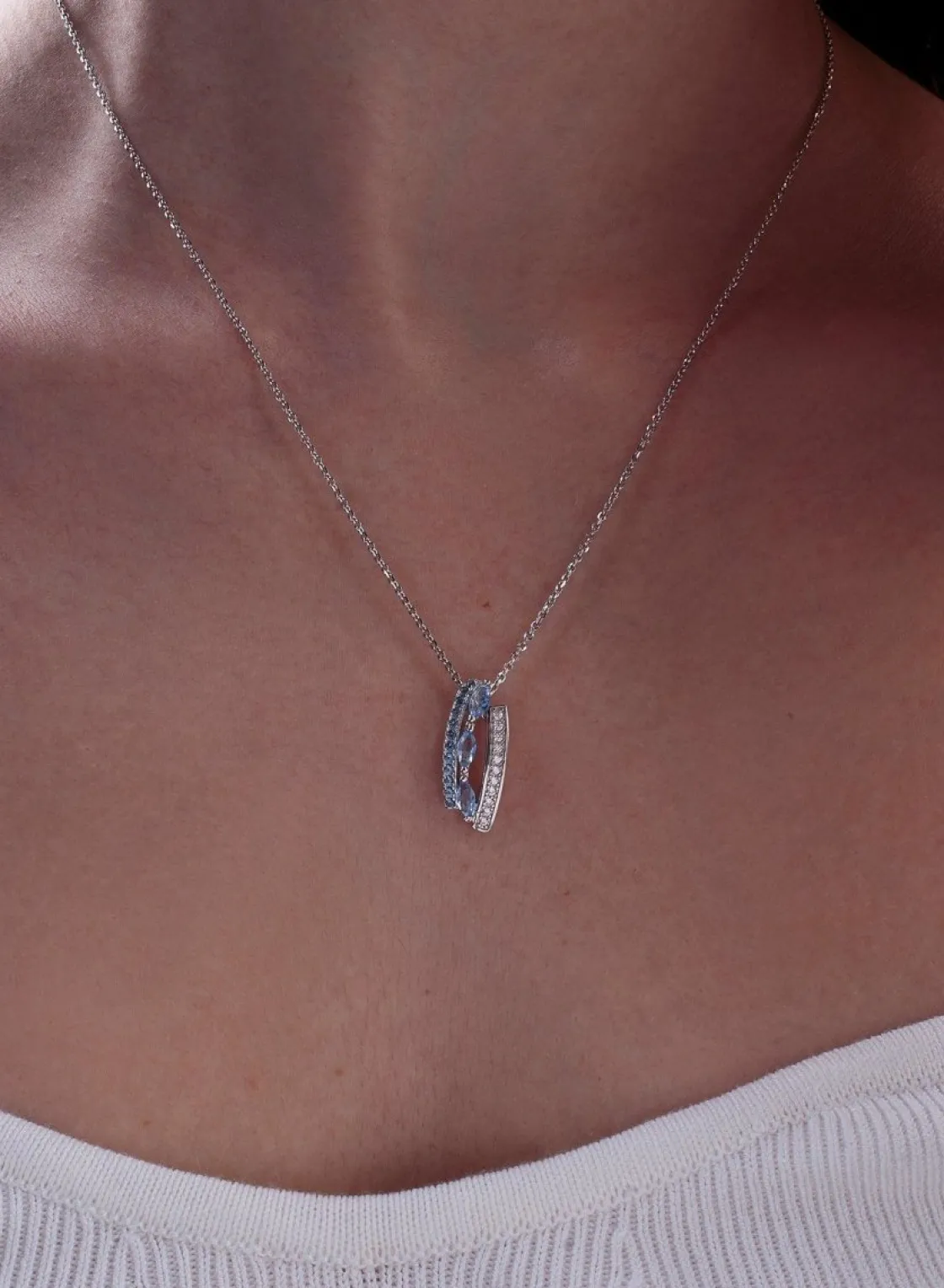 Collares Con Piedras | LINEARGENT Collares con piedras en plata diseño aquamarine y circonitas