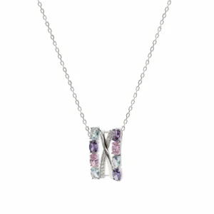 Collares Con Piedras | LINEARGENT Collares con piedras en plata diseño cruzado amatista