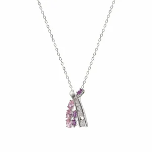 Collares Con Piedras | LINEARGENT Collares con piedras en plata diseño cruzado cuarzo rosa