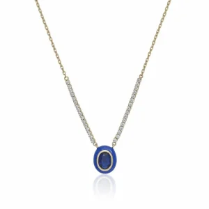 Collares Con Piedras | LINEARGENT Collares con piedras en plata diseño esmalte azul oscuro