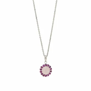 Collares Con Piedras | LINEARGENT Collares con piedras en plata diseño flor cuarzo rosa