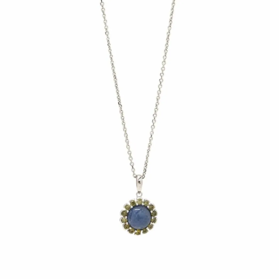 Collares Con Piedras | LINEARGENT Collares con piedras en plata diseño flor tono zafiro azul