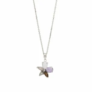 Collares Con Piedras | LINEARGENT Collares con piedras en plata diseño floral tono amatista