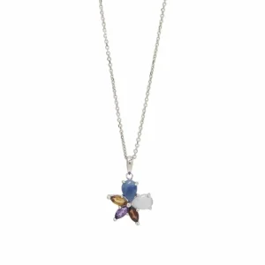 Collares Con Piedras | LINEARGENT Collares con piedras en plata diseño floral tono zafiro