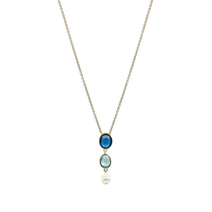 Collares Con Piedras | LINEARGENT Collares con piedras en tono zafiro y perla colgante