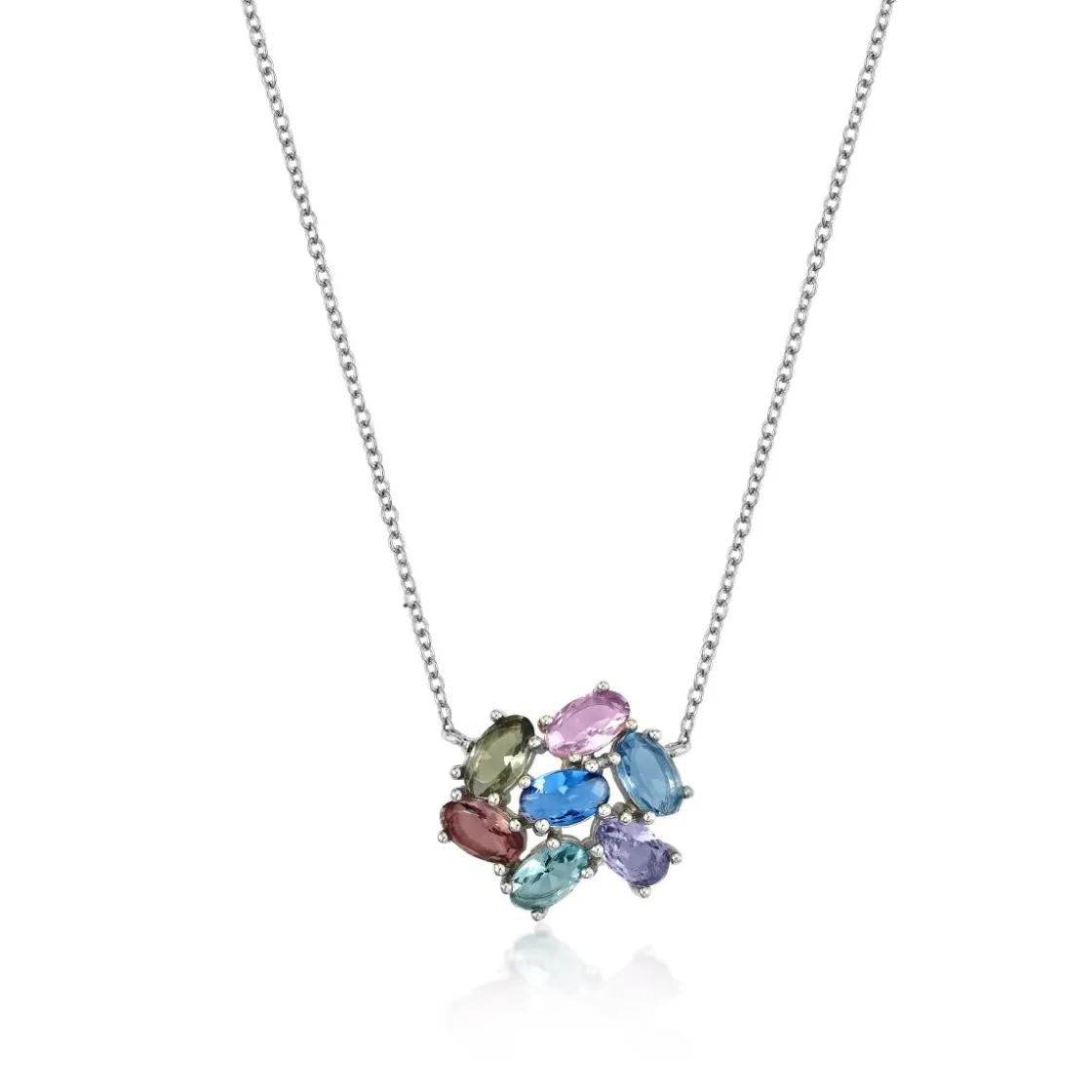 Collares Con Piedras | LINEARGENT Collares con piedras mosaico de colores de talla oval