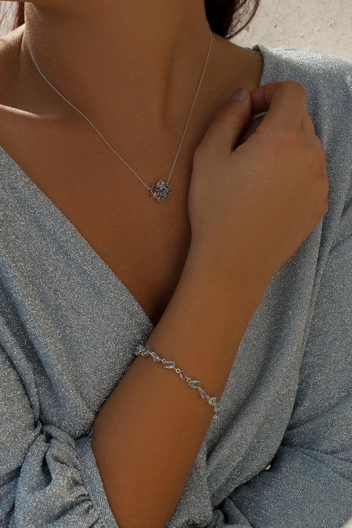 Collares Con Piedras | LINEARGENT Collares con piedras mosaico de colores de talla oval