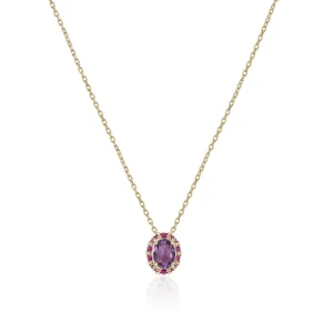 Collares Con Piedras | Colgantes Pequeños | LINEARGENT Collares con piedras motivo central en tonos violeta y rosados