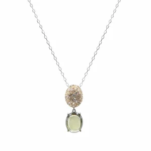 Collares Con Piedras | LINEARGENT Collares con piedras plata diseño óvalo móvil en verde