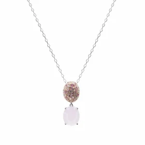 Collares Con Piedras | LINEARGENT Collares con piedras plata diseño óvalo móvil en rosa