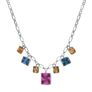 Collares Con Piedras | Collares Con Mini Colgantes | LINEARGENT Collares con piedras talla esmeralda multicolor