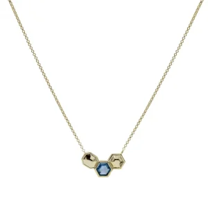 Collares Con Piedras | LINEARGENT Collares con piedras tono azul diseño triple motivo hexagonal