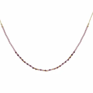 Collares Con Piedras | Collares Cortos | LINEARGENT Collares cortos con bolitas de cuarzo rosa