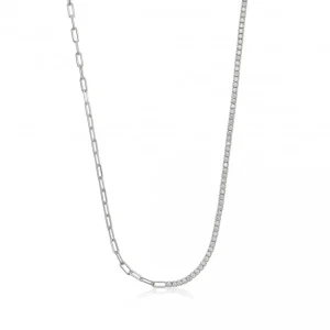 Collar Cadena | LINEARGENT Collares cortos diseño de paper clip y circonitas