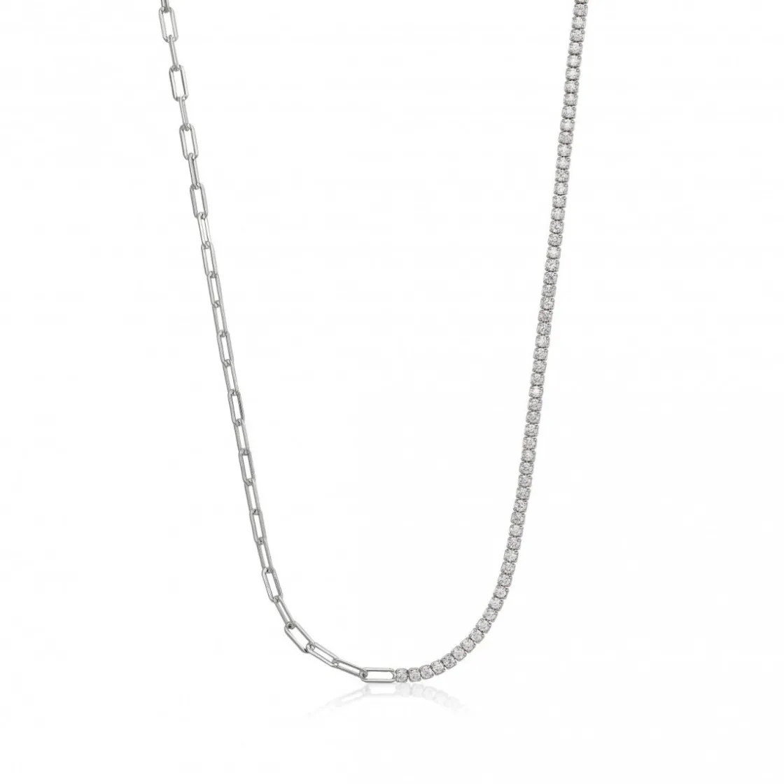Collar Cadena | LINEARGENT Collares cortos diseño de paper clip y circonitas