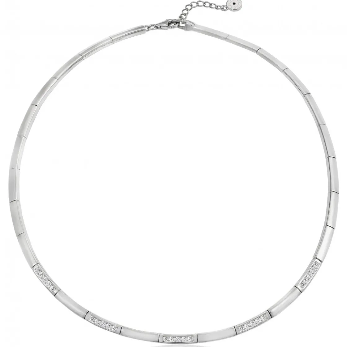 Collares Fiesta | LINEARGENT Collares cortos diseño de piezas de plata lisa con circonitas