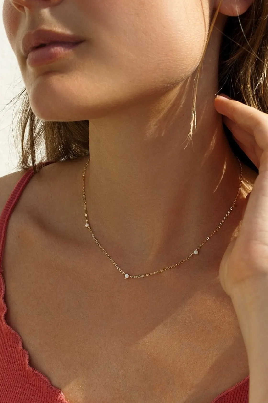 Collares Con Mini Colgantes | Collares Cortos | LINEARGENT Collares cortos diseño de tres gemas con baño de oro