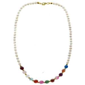 Collares Cortos | LINEARGENT Collares cortos diseño perlas con piedras naturales
