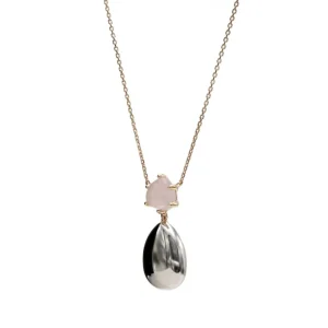 Collares Con Piedras | LINEARGENT Collares de plata diseño lágrima en tono rosa