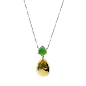 Collares Con Piedras | LINEARGENT Collares de plata diseño lágrima en tono verde