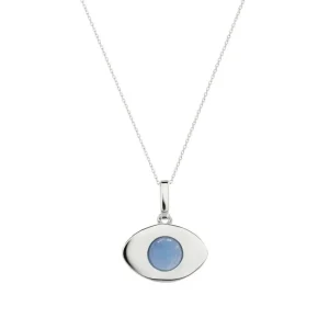 Collares Con Piedras | LINEARGENT Collares de plata diseño ojo en tono aguamarina