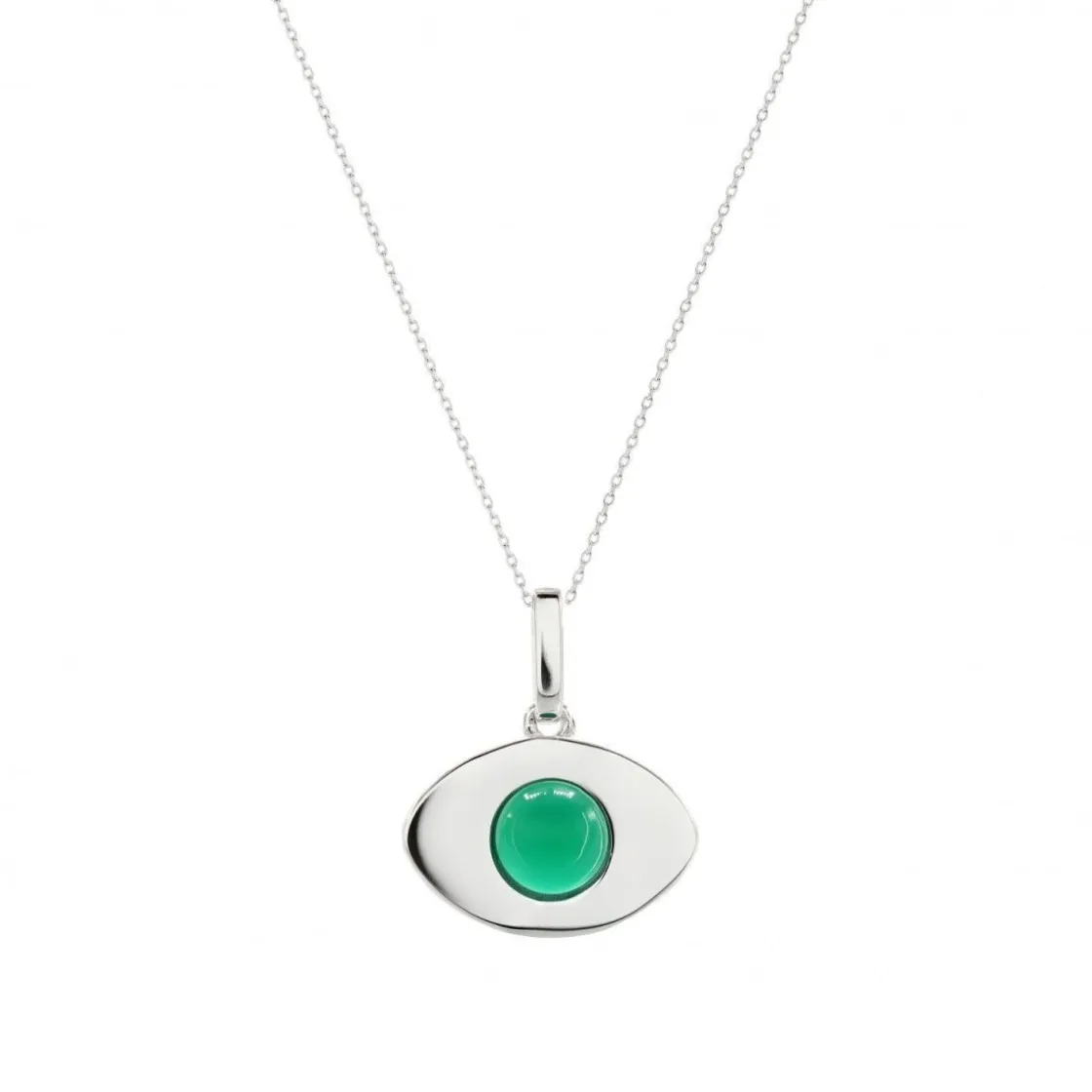 Collares Con Piedras | LINEARGENT Collares de plata diseño ojo en tono ágate verde