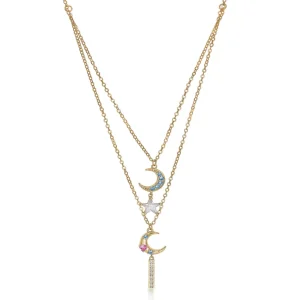 Collares Dobles | LINEARGENT Collares dobles de plata bañada en oro diseño lunar