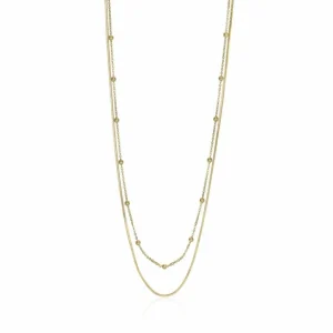 Collares Dobles | Collares Cortos | LINEARGENT Collares dobles de plata baño en oro diseño cadena