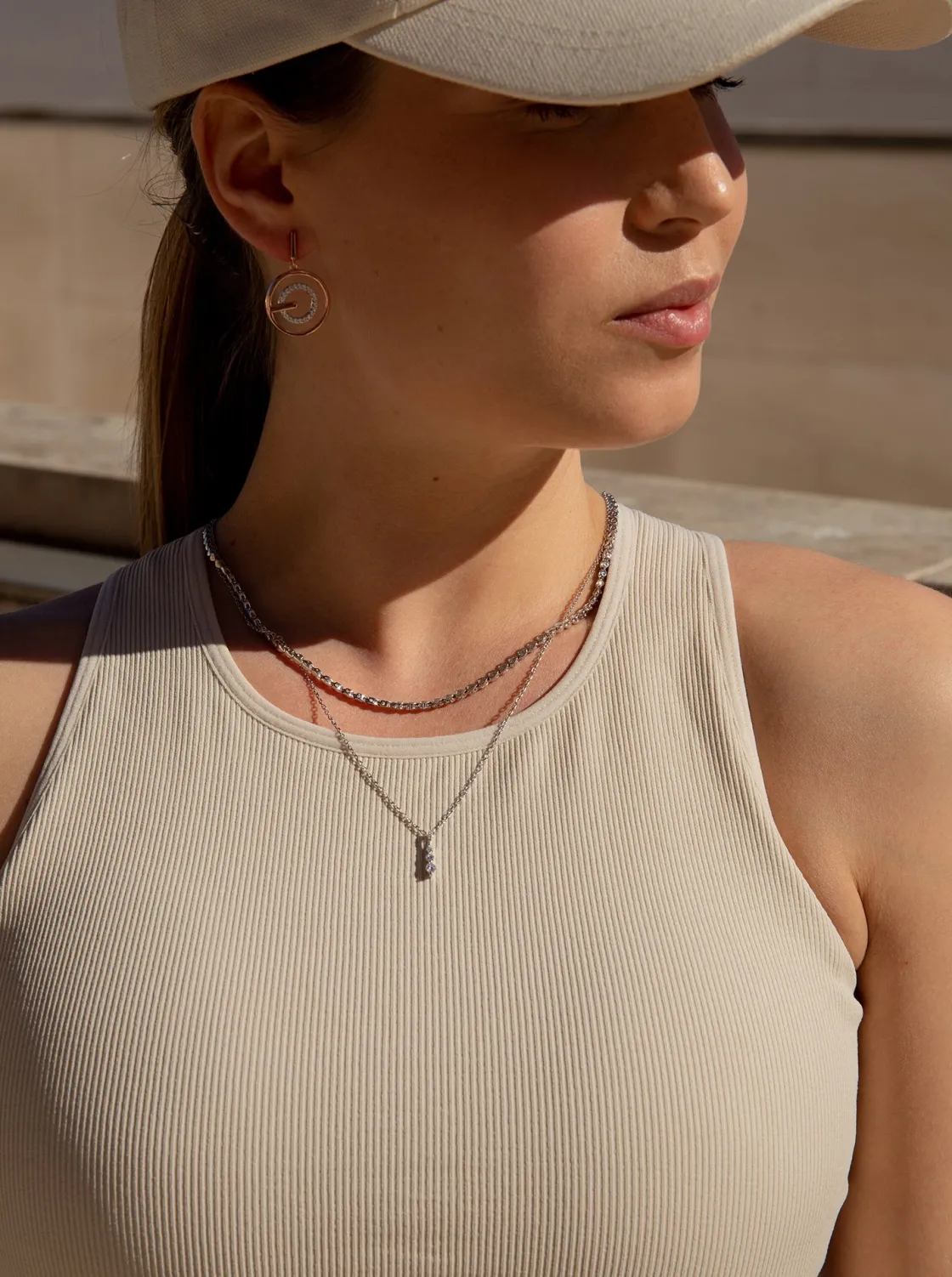 Collares Dobles | LINEARGENT Collares dobles de plata diseño rígido y circonitas