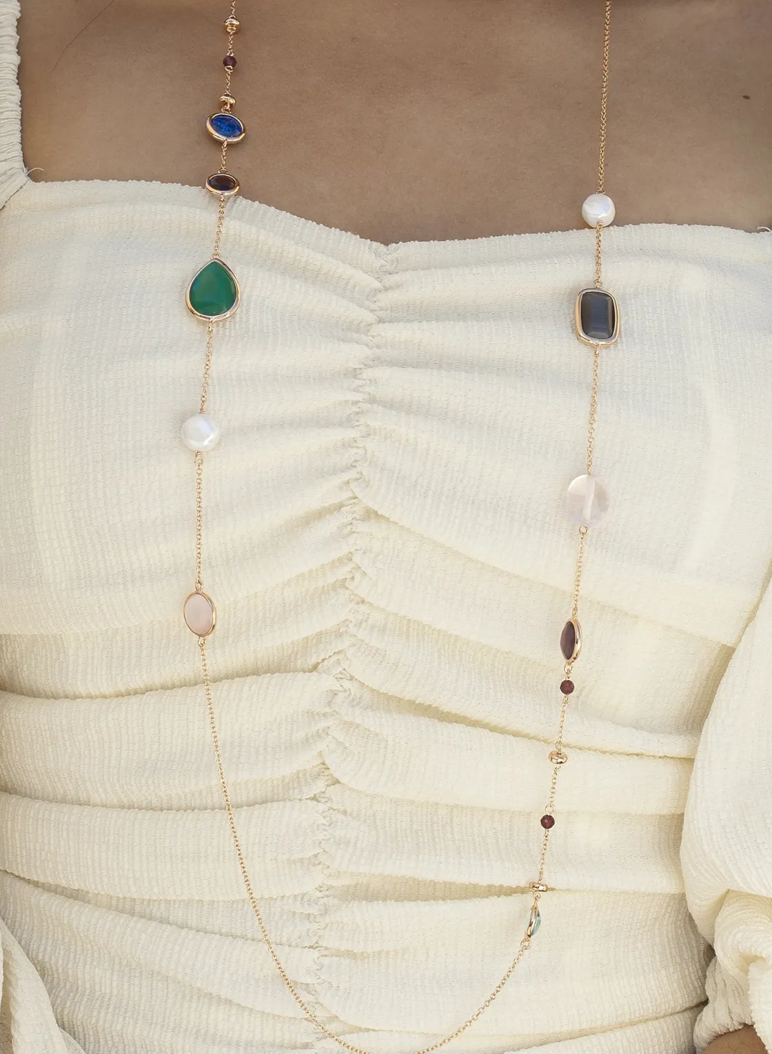 Collares Con Piedras | Collares Largos | LINEARGENT Collares largos con piedras de colores geométricas