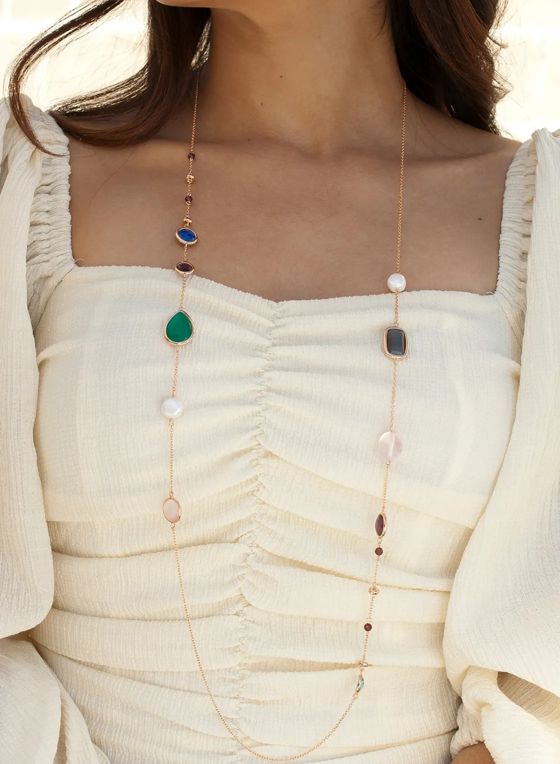 Collares Con Piedras | Collares Largos | LINEARGENT Collares largos con piedras de colores geométricas