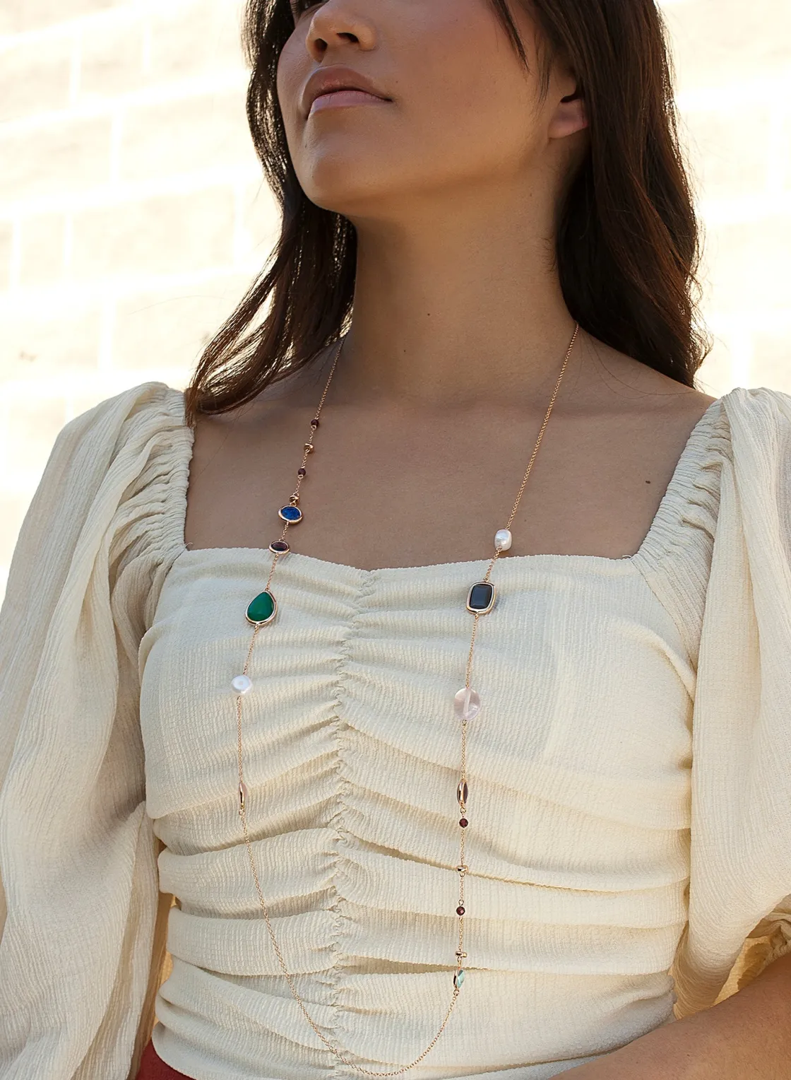 Collares Con Piedras | Collares Largos | LINEARGENT Collares largos con piedras de colores geométricas