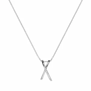 Colgante Brillante | LINEARGENT Collares largos diseño de dos bandas cruzadas con circonitas