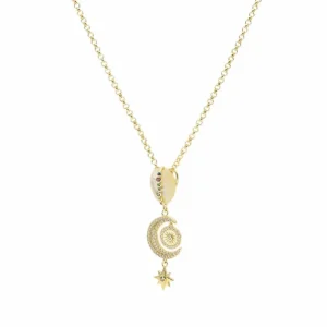 Collares Plata Originales | LINEARGENT Collares plata originales baño en oro diseño lunar con perla