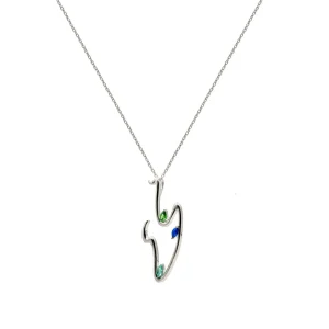Collares Con Piedras | LINEARGENT Collares plata originales con gemas tono zafiro y aventurina