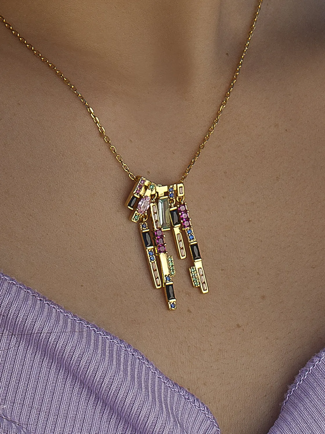Collares Plata Originales | Collares Con Piedras | LINEARGENT Collares plata originales diseño chaos multicolor