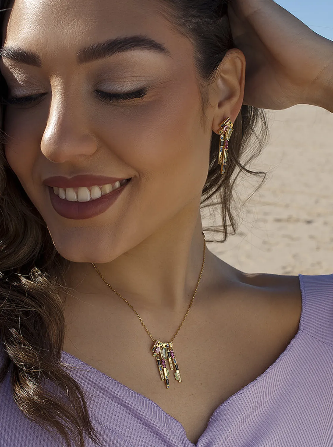 Collares Plata Originales | Collares Con Piedras | LINEARGENT Collares plata originales diseño chaos multicolor