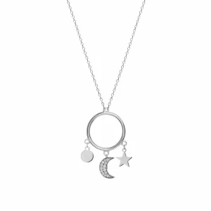Collares Plata Originales | LINEARGENT Collares plata originales diseño triple charm estrella y luna