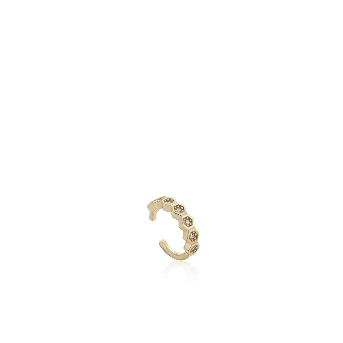 Ear Cuff | LINEARGENT Ear cuff de plata bañada en oro diseño hexagonal