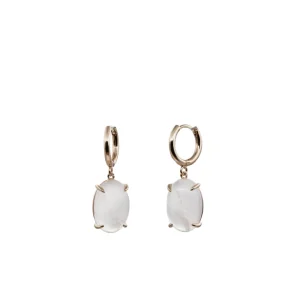 Pendientes De Piedra Natural | Pendientes Con Colgantes | LINEARGENT Pendiente con piedra quarzo rosa colgante